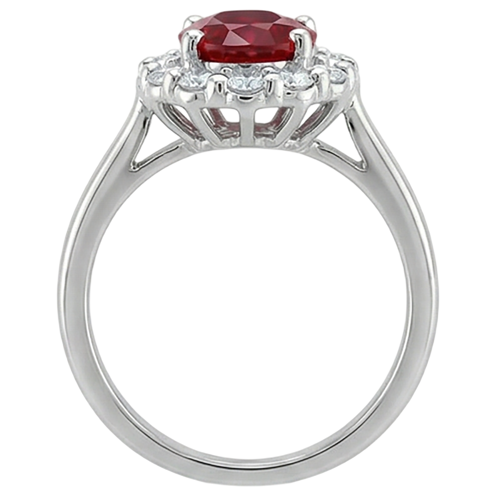 Roter Ovalschliff Rubin und Diamant Ring 5 Karat Schmuck 14K Weißgold