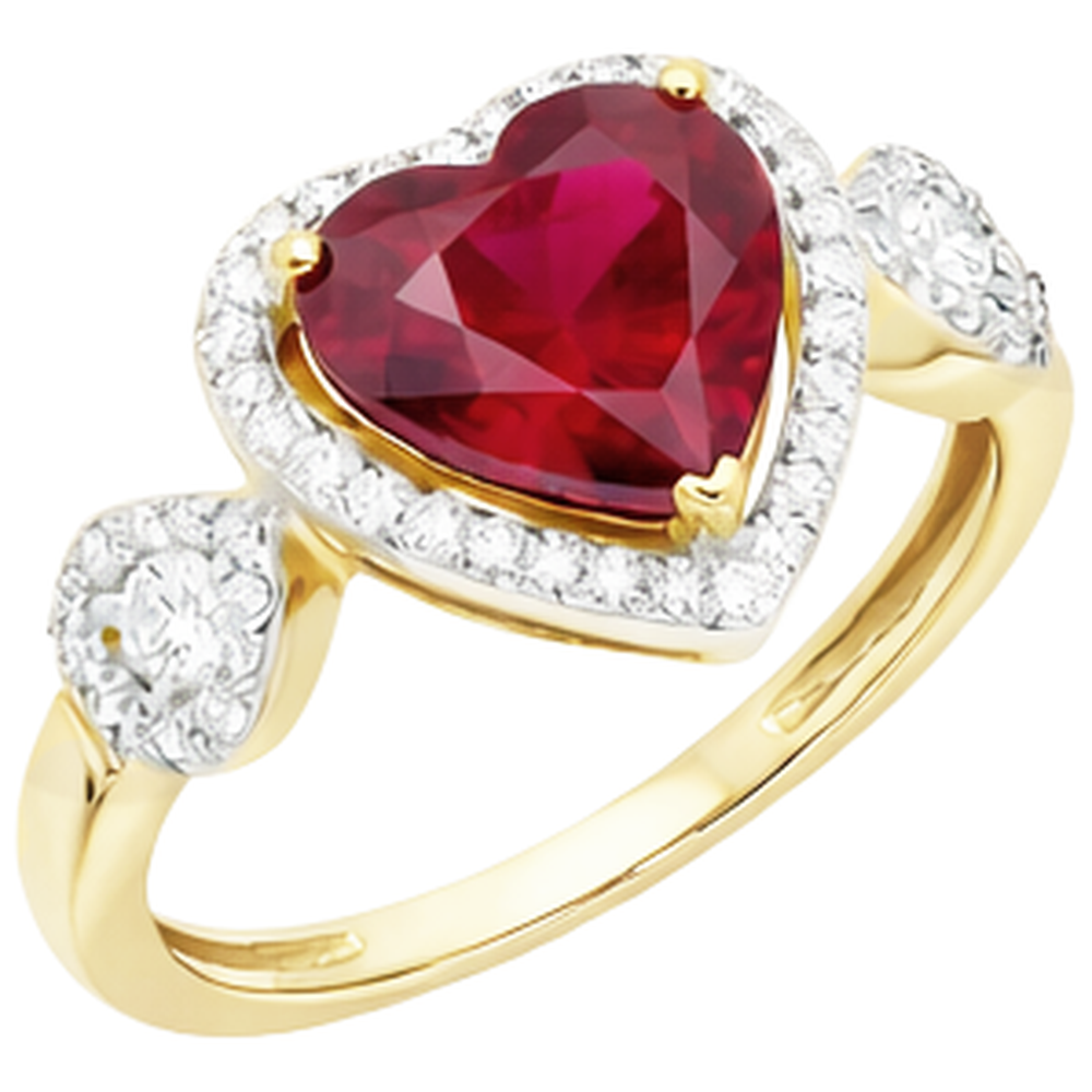 Roter Rubin-Diamant-Ring mit Herzschliff 6,65 ct Schmuck Gelbgold