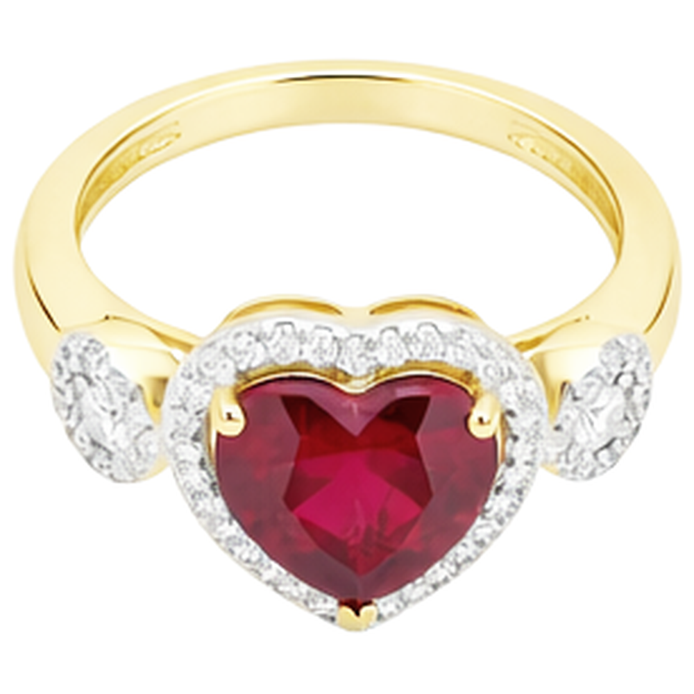 Roter Rubin-Diamant-Ring mit Herzschliff 6,65 ct Schmuck Gelbgold