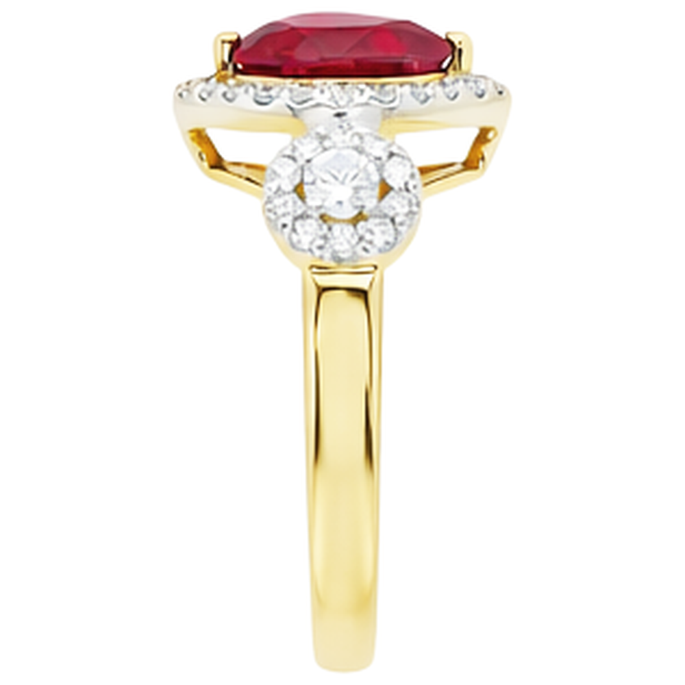 Roter Rubin-Diamant-Ring mit Herzschliff 6,65 ct Schmuck Gelbgold