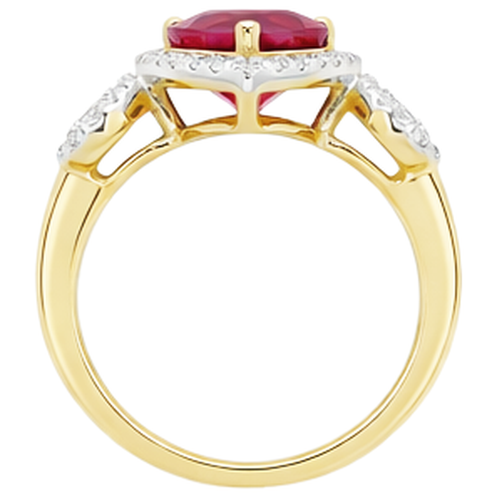 Roter Rubin-Diamant-Ring mit Herzschliff 6,65 ct Schmuck Gelbgold
