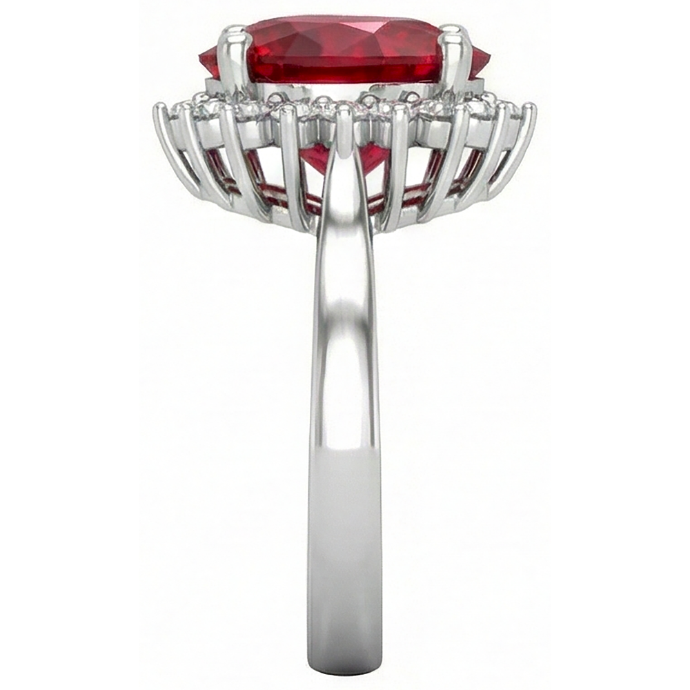 Roter Rubin-Diamant-Ring mit Herzschliff 7.50 Karat Schmuck 14K Weißgold
