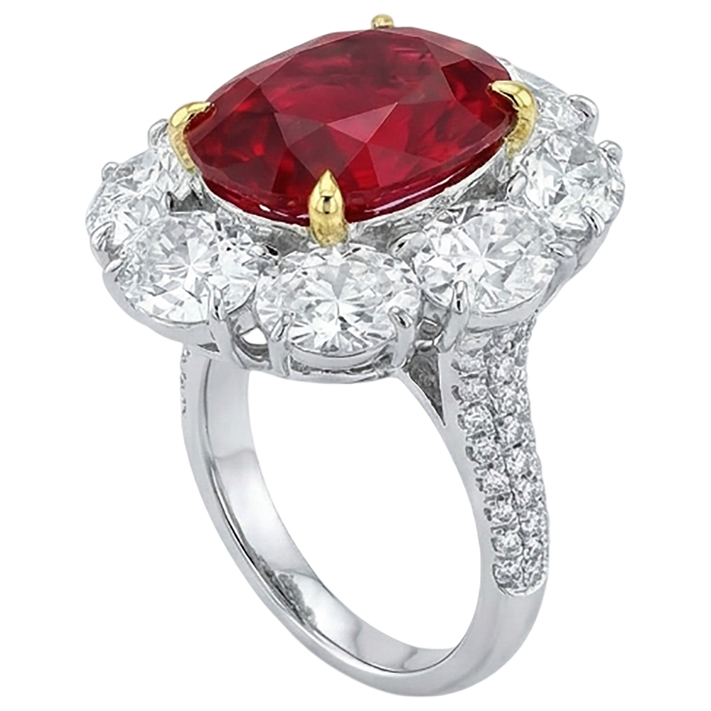 echter oval rubin 4.50Karat ring Detailansicht