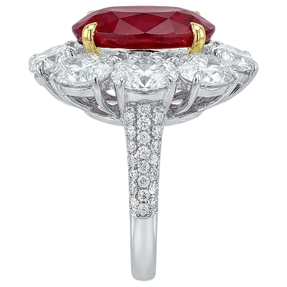 echter oval rubin 4.50Karat ring Draufsicht