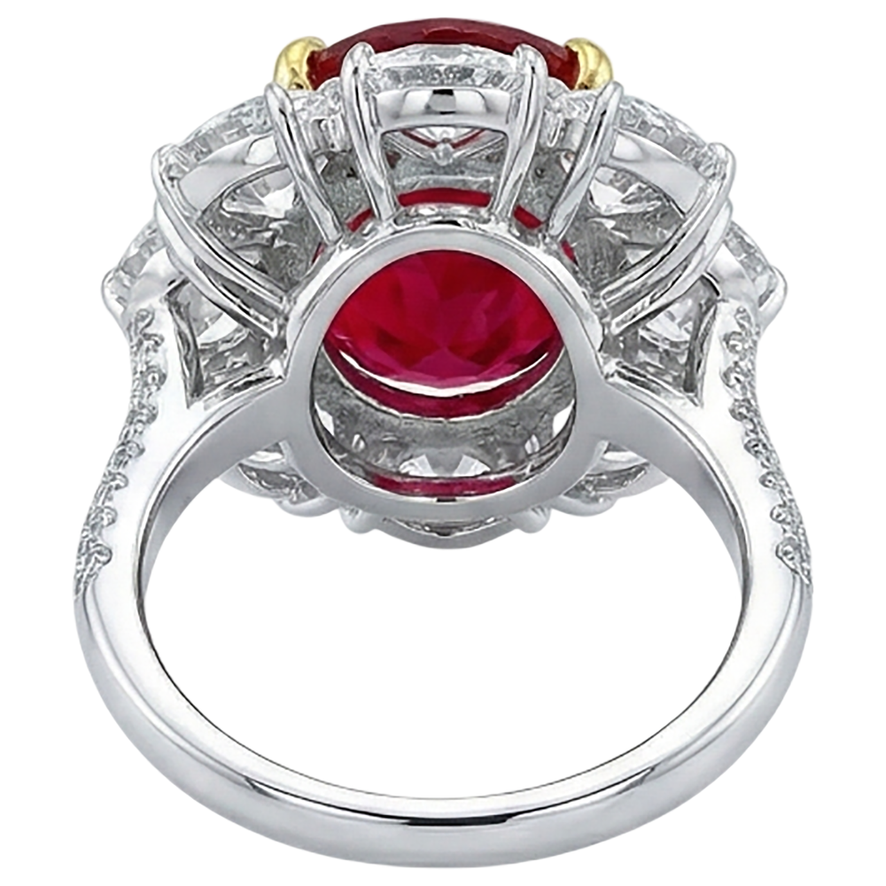 echter oval rubin 4.50Karat ring Profilansicht