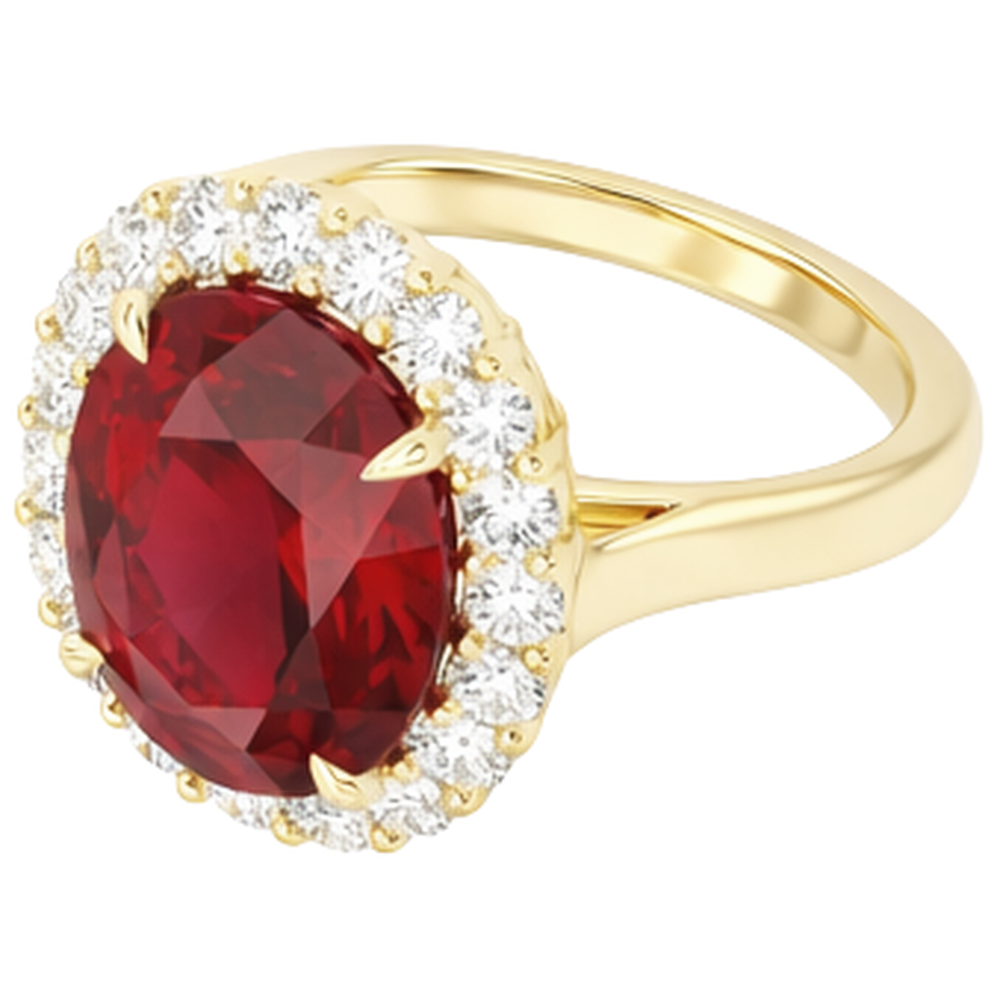 echter oval rubin 5.35Karat ring Seitenansicht