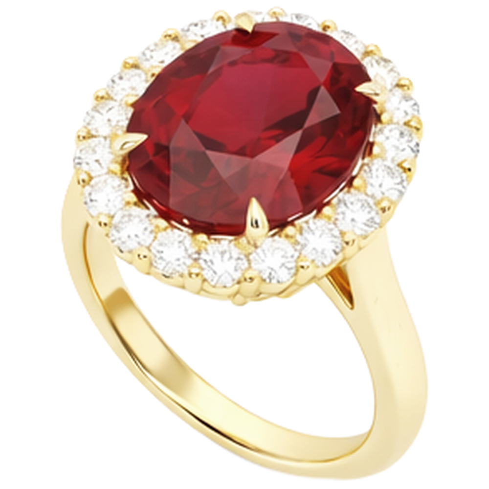 echter oval rubin 5.35Karat ring Draufsicht