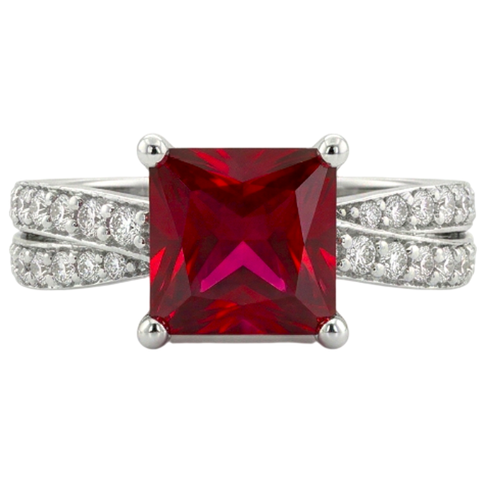 echter round rubin 4.10Karat ring Vorderansicht