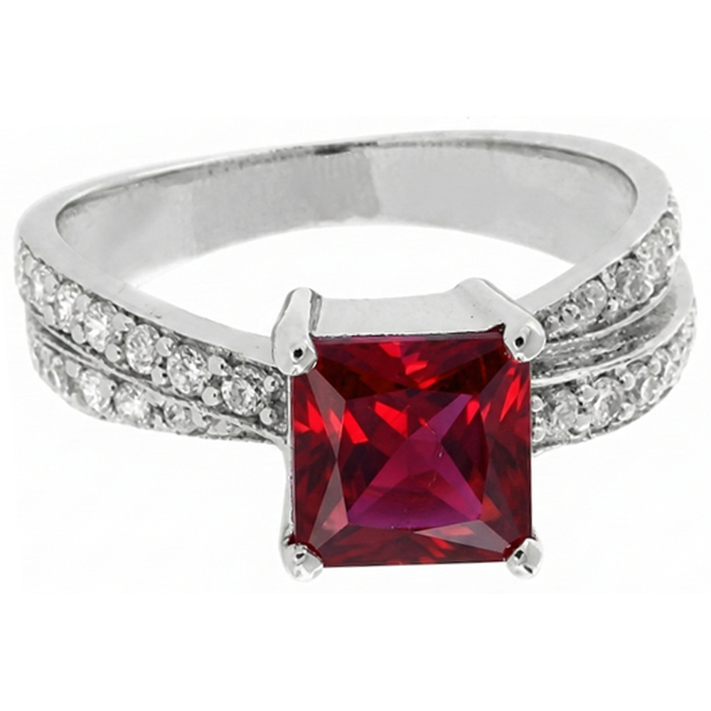 echter round rubin 4.10Karat ring Seitenansicht