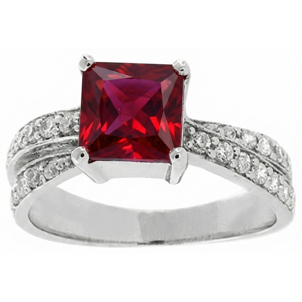 echter round rubin 4.10Karat ring Detailansicht