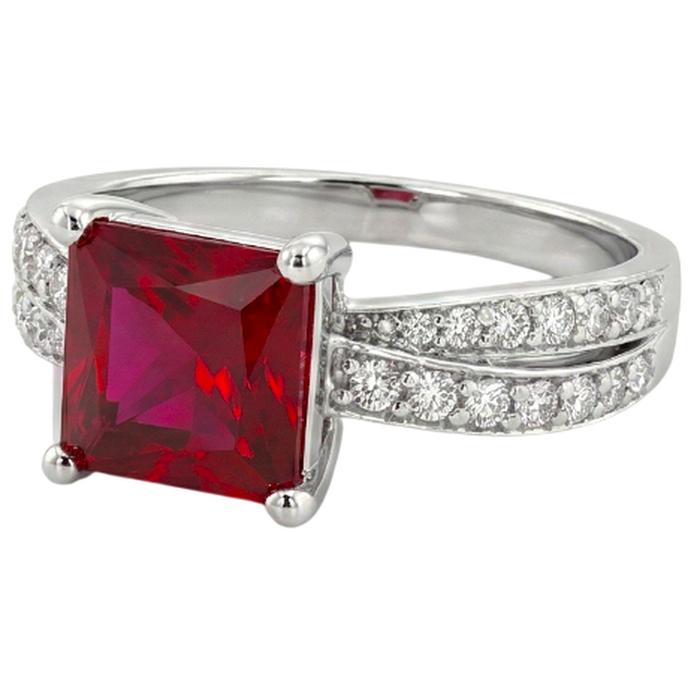 echter round rubin 4.10Karat ring Draufsicht