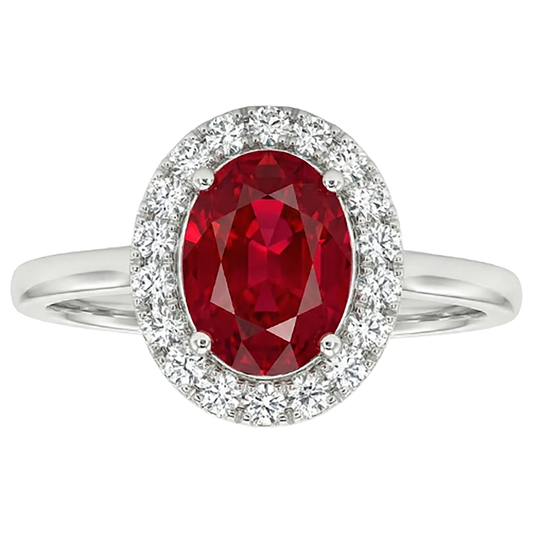 echter oval rubin 3.75Karat ring Vorderansicht