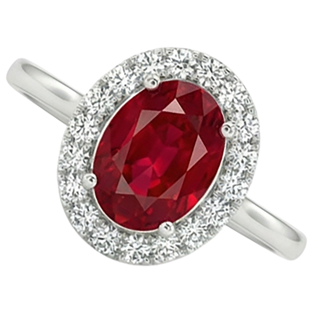 echter oval rubin 3.75Karat ring Seitenansicht