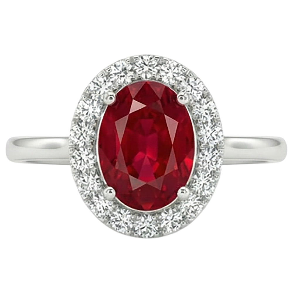 echter oval rubin 3.75Karat ring Detailansicht