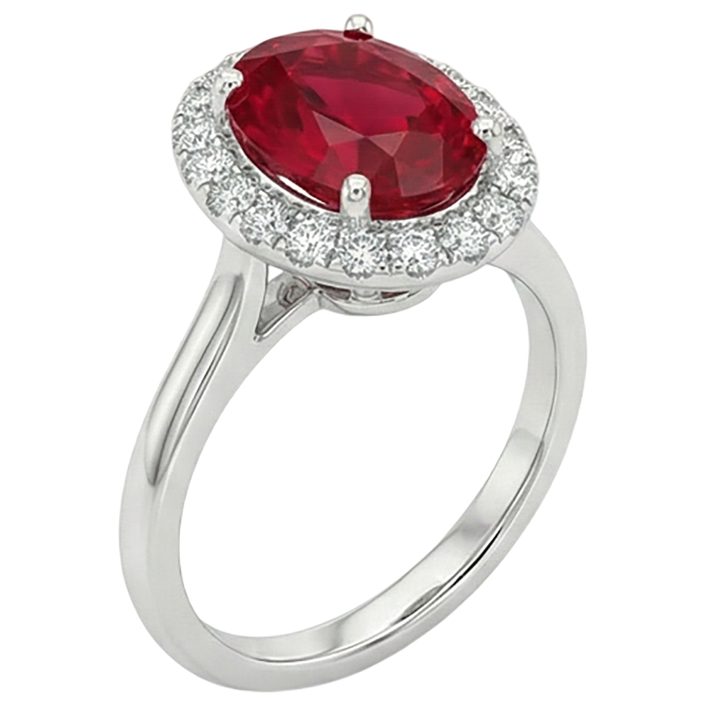 echter oval rubin 3.75Karat ring Draufsicht