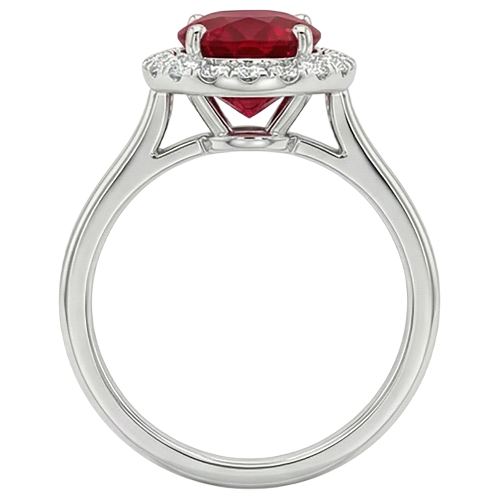 echter oval rubin 3.75Karat ring Profilansicht
