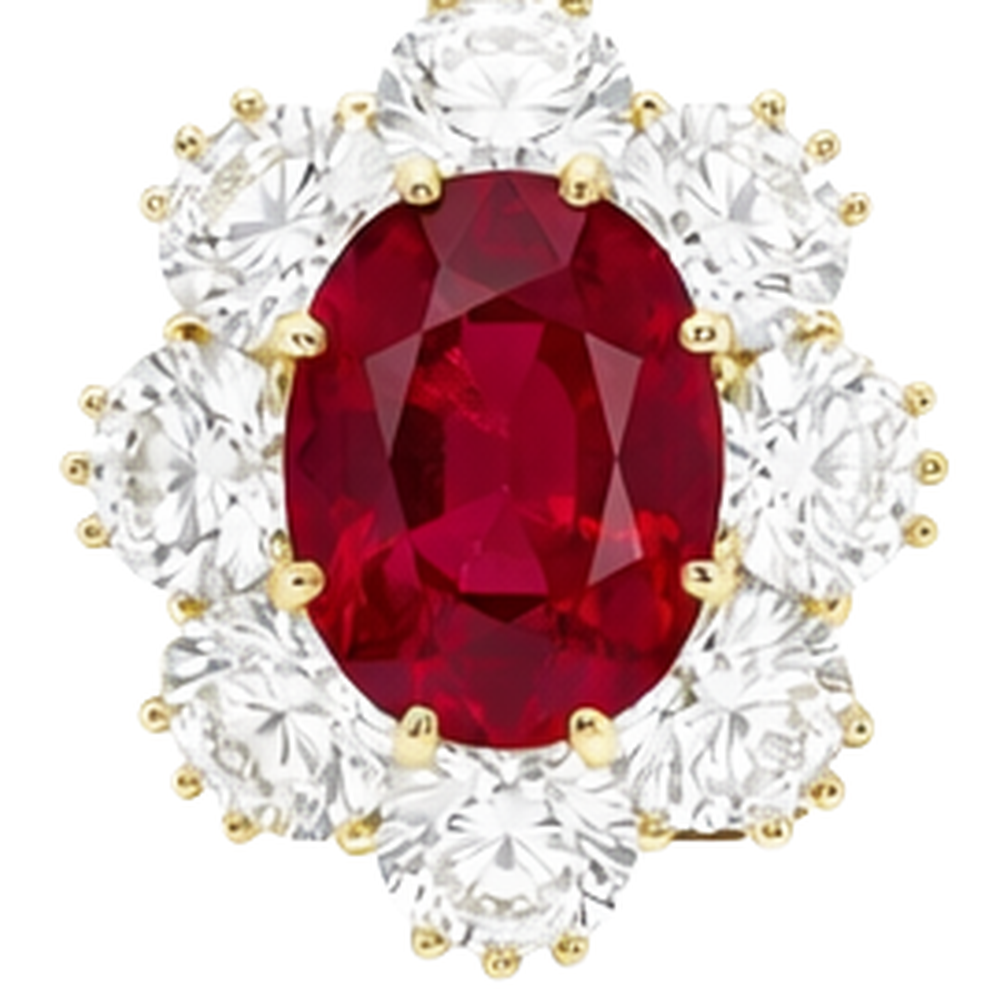 Roter Rubin mit Diamanten 3 Karat Verlobungsring 14K Gelbgold