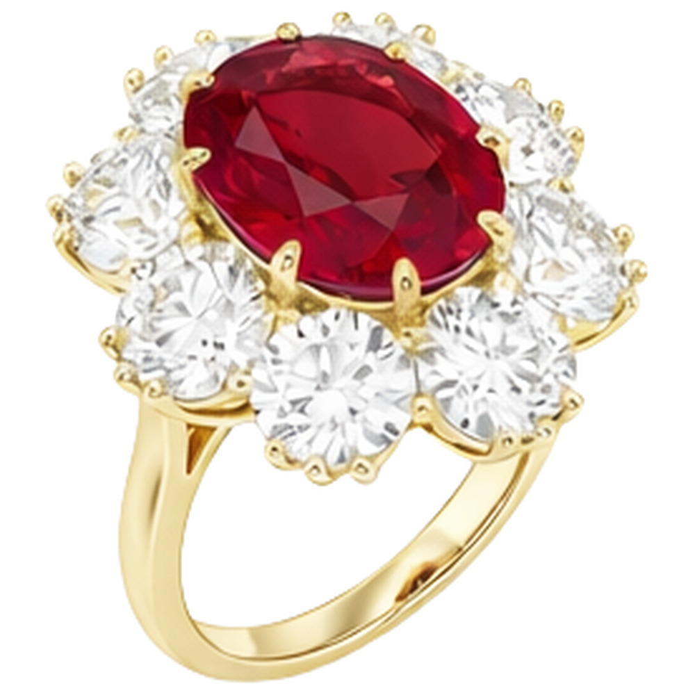 Roter Rubin mit Diamanten 3 Karat Verlobungsring 14K Gelbgold