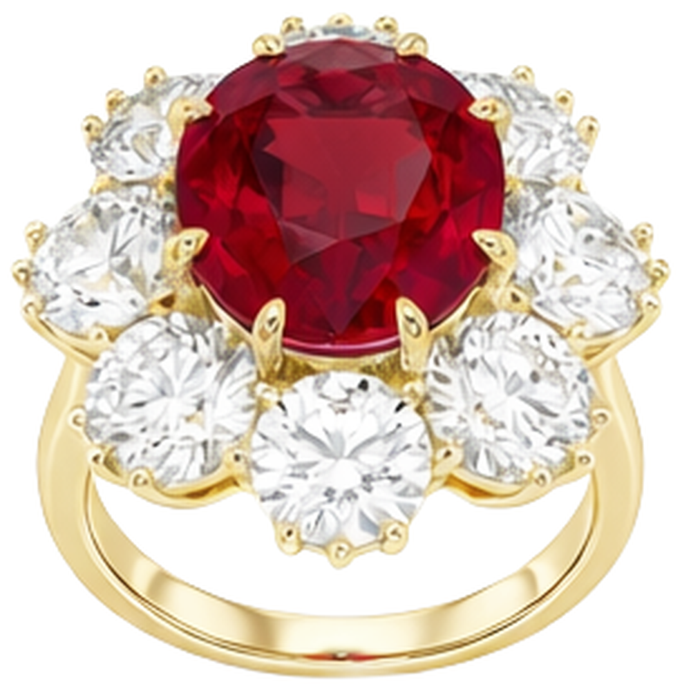 Roter Rubin mit Diamanten 3 Karat Verlobungsring 14K Gelbgold