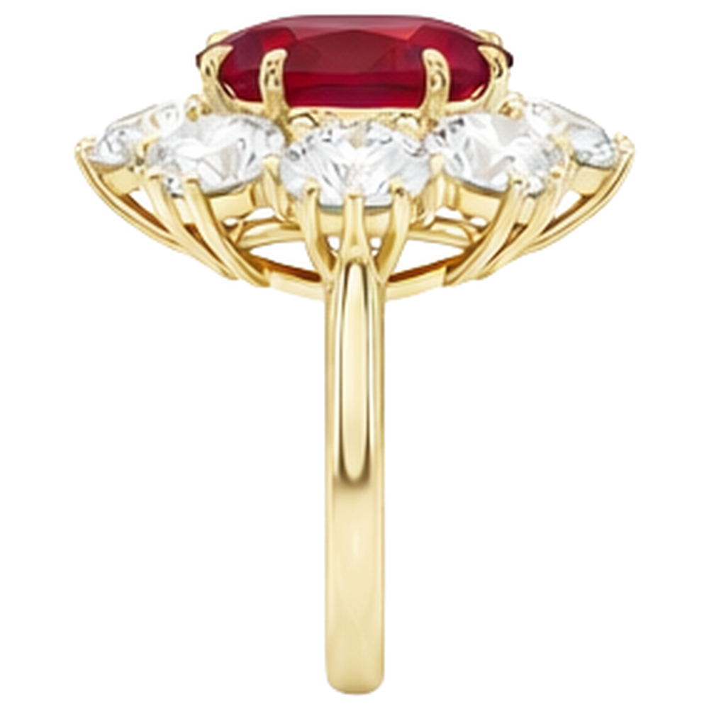 Roter Rubin mit Diamanten 3 Karat Verlobungsring 14K Gelbgold