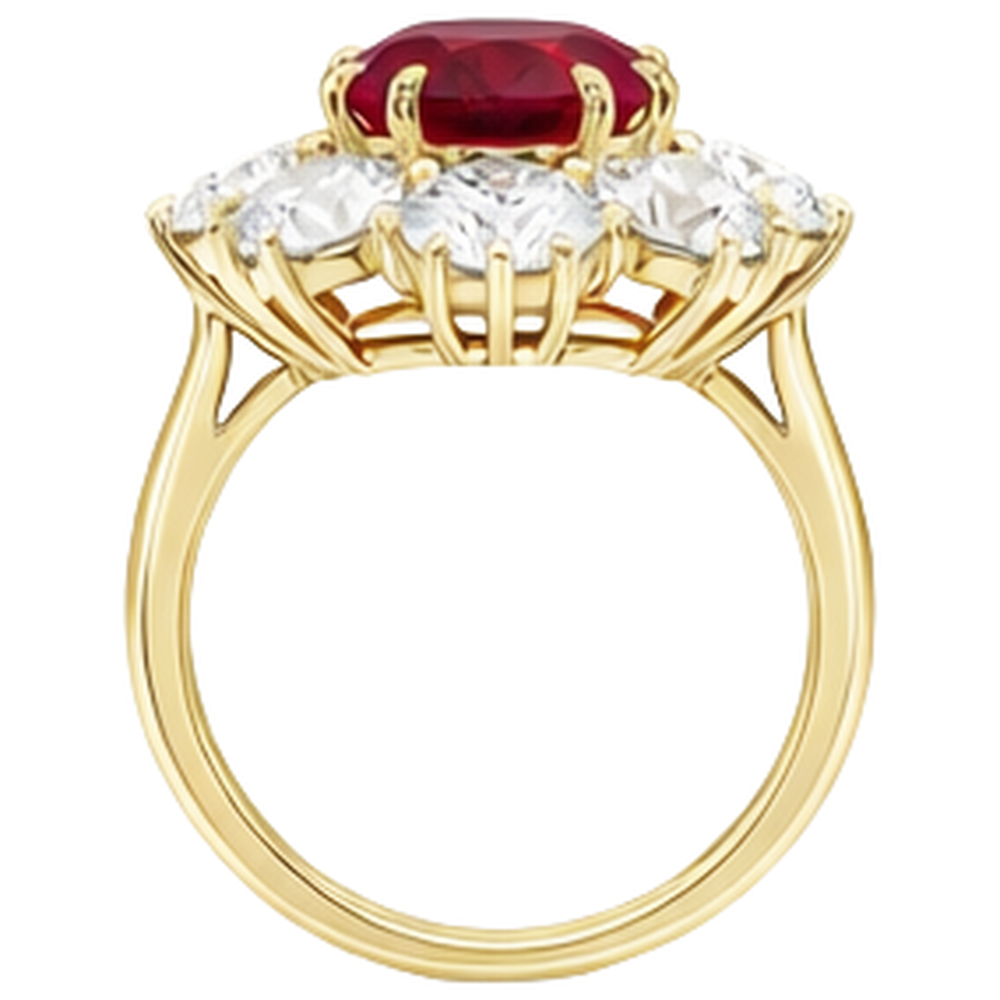 Roter Rubin mit Diamanten 3 Karat Verlobungsring 14K Gelbgold