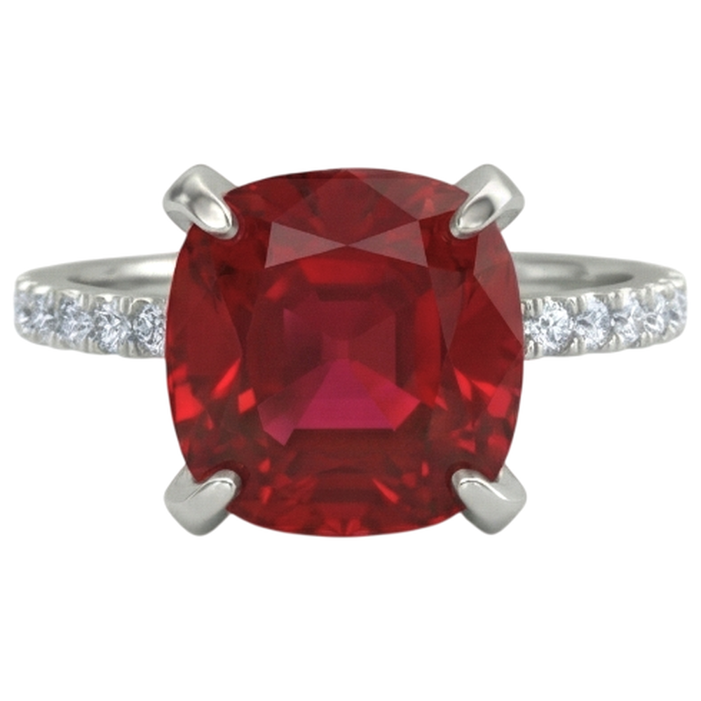 Roter Rubin mit Diamanten 4.25 Karat Ring 14K Weißgold