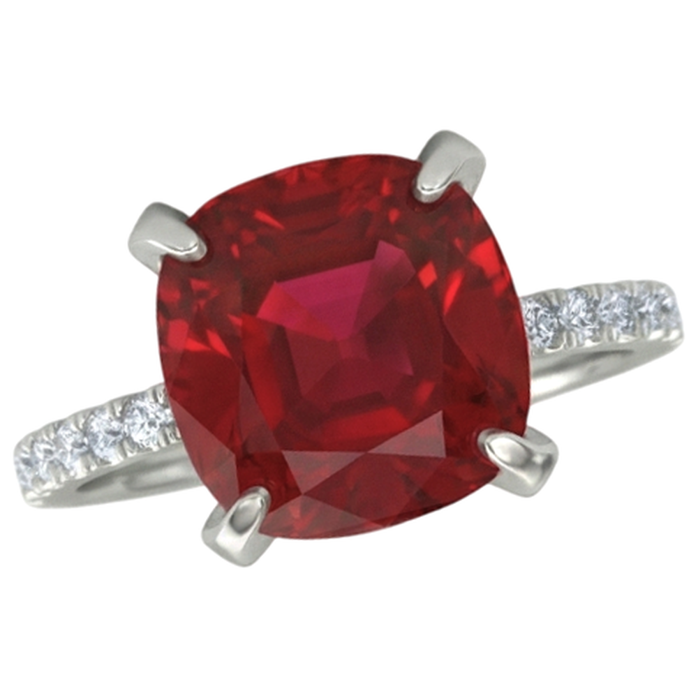 Roter Rubin mit Diamanten 4.25 Karat Ring 14K Weißgold