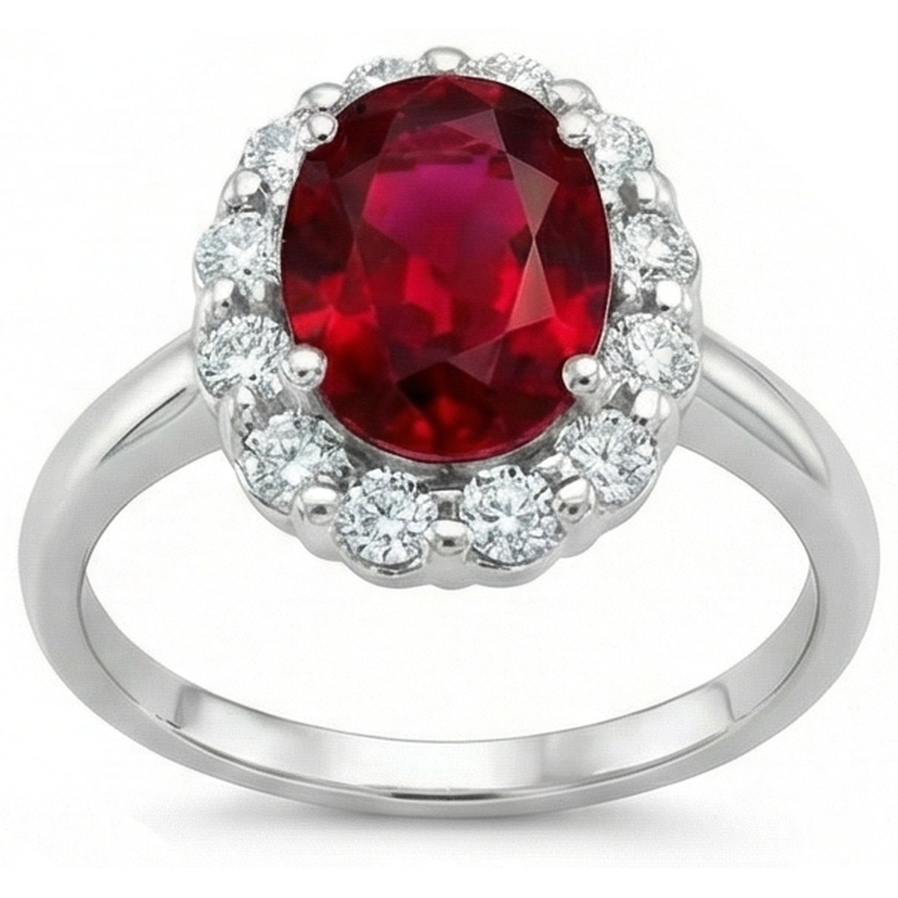 echter oval rubin 4.25Karat ring Vorderansicht
