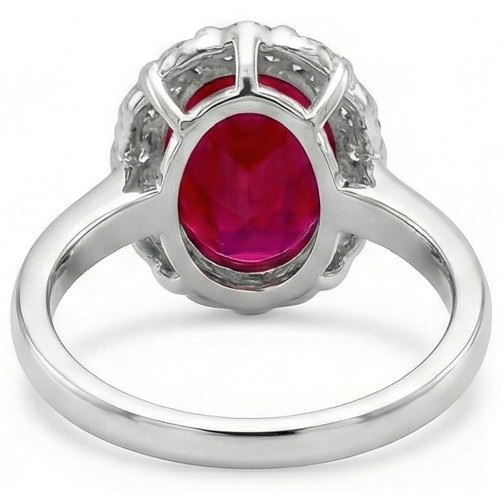 echter oval rubin 4.25Karat ring Profilansicht