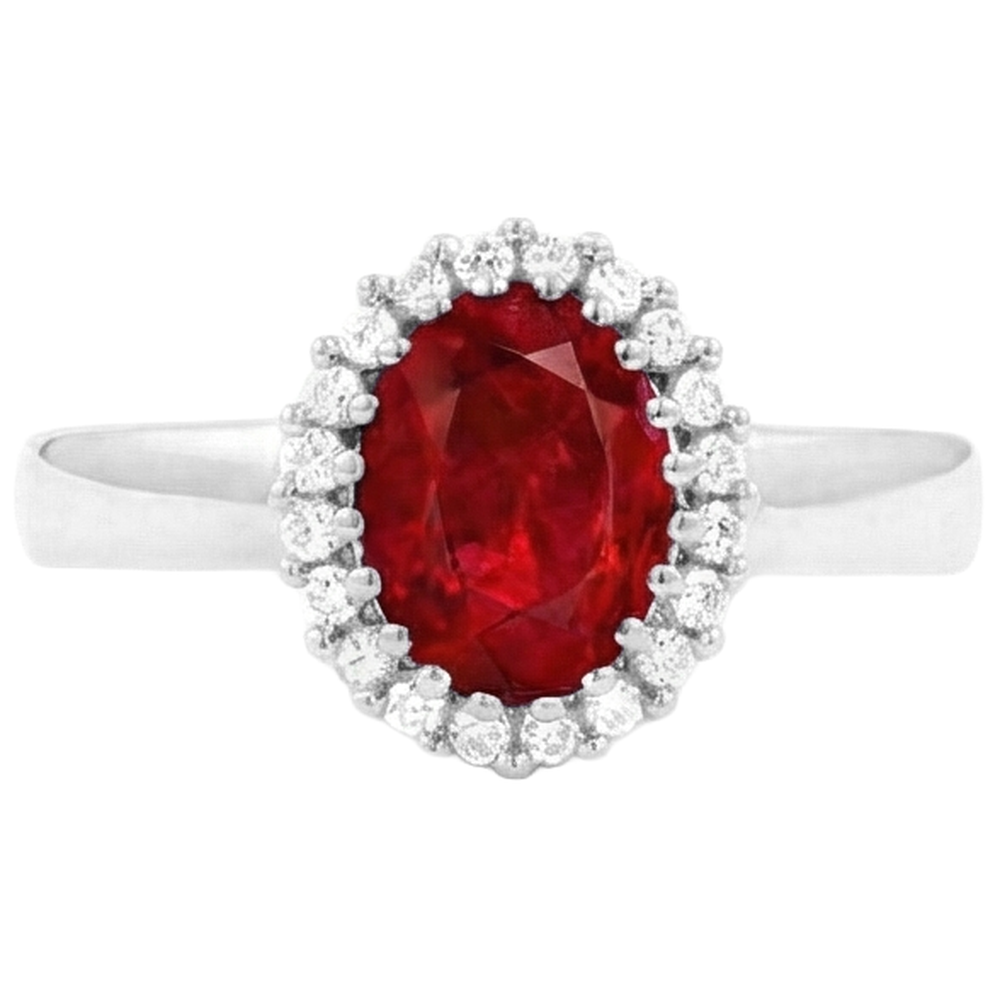 echter oval rubin 5.75Karat ring Vorderansicht