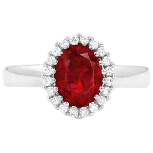 echter oval rubin 5.75Karat ring Vorderansicht