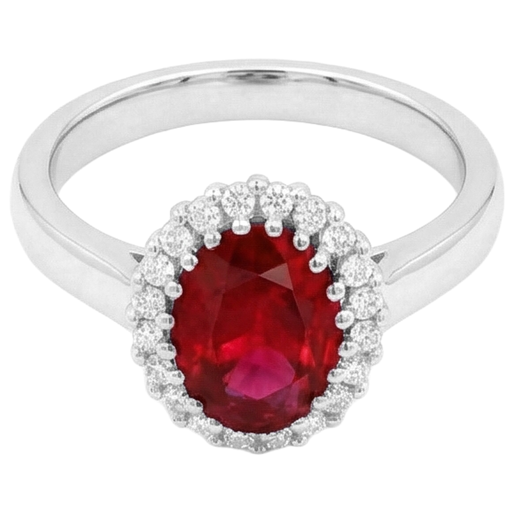 echter oval rubin 5.75Karat ring Seitenansicht