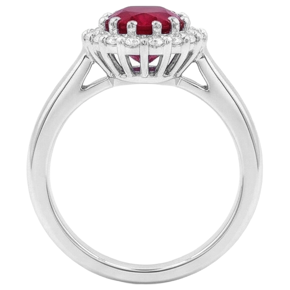 echter oval rubin 5.75Karat ring Profilansicht
