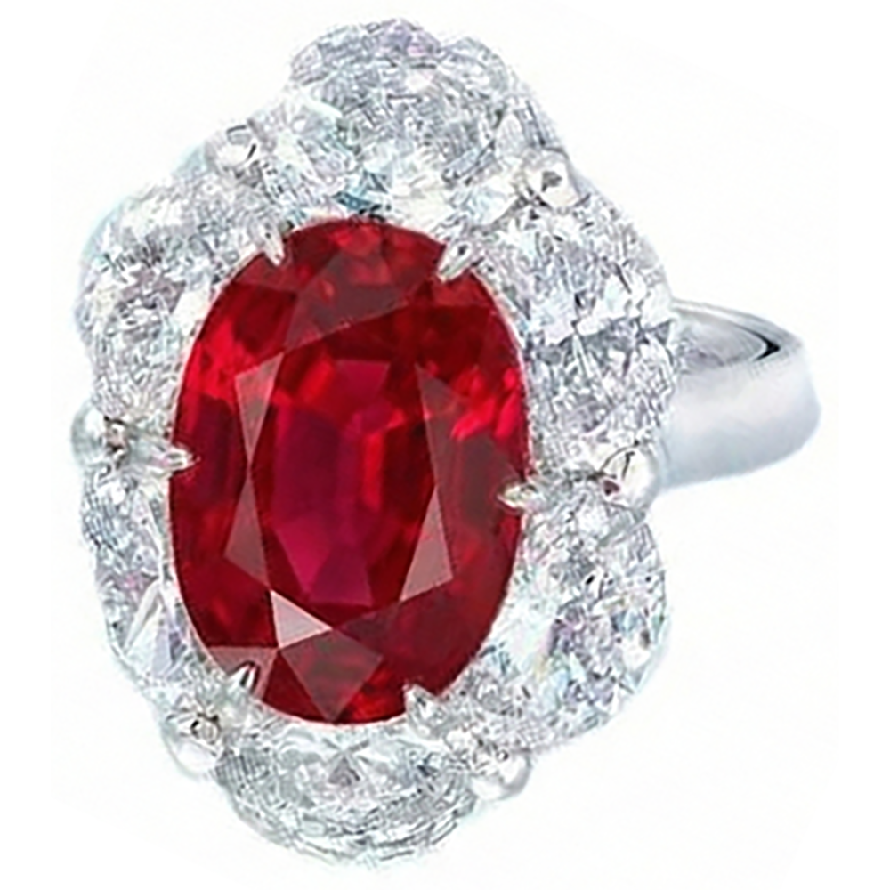 echter oval rubin 5.25Karat ring Seitenansicht