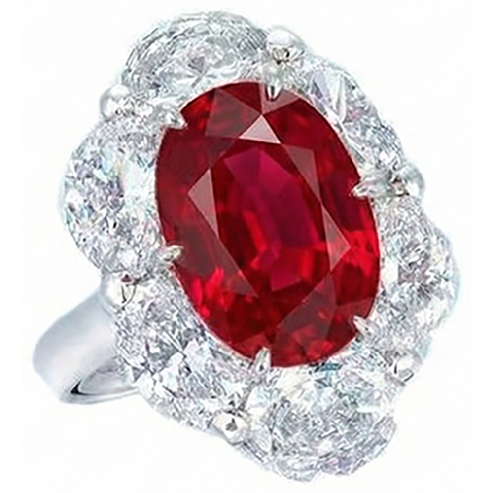 echter oval rubin 5.25Karat ring Detailansicht