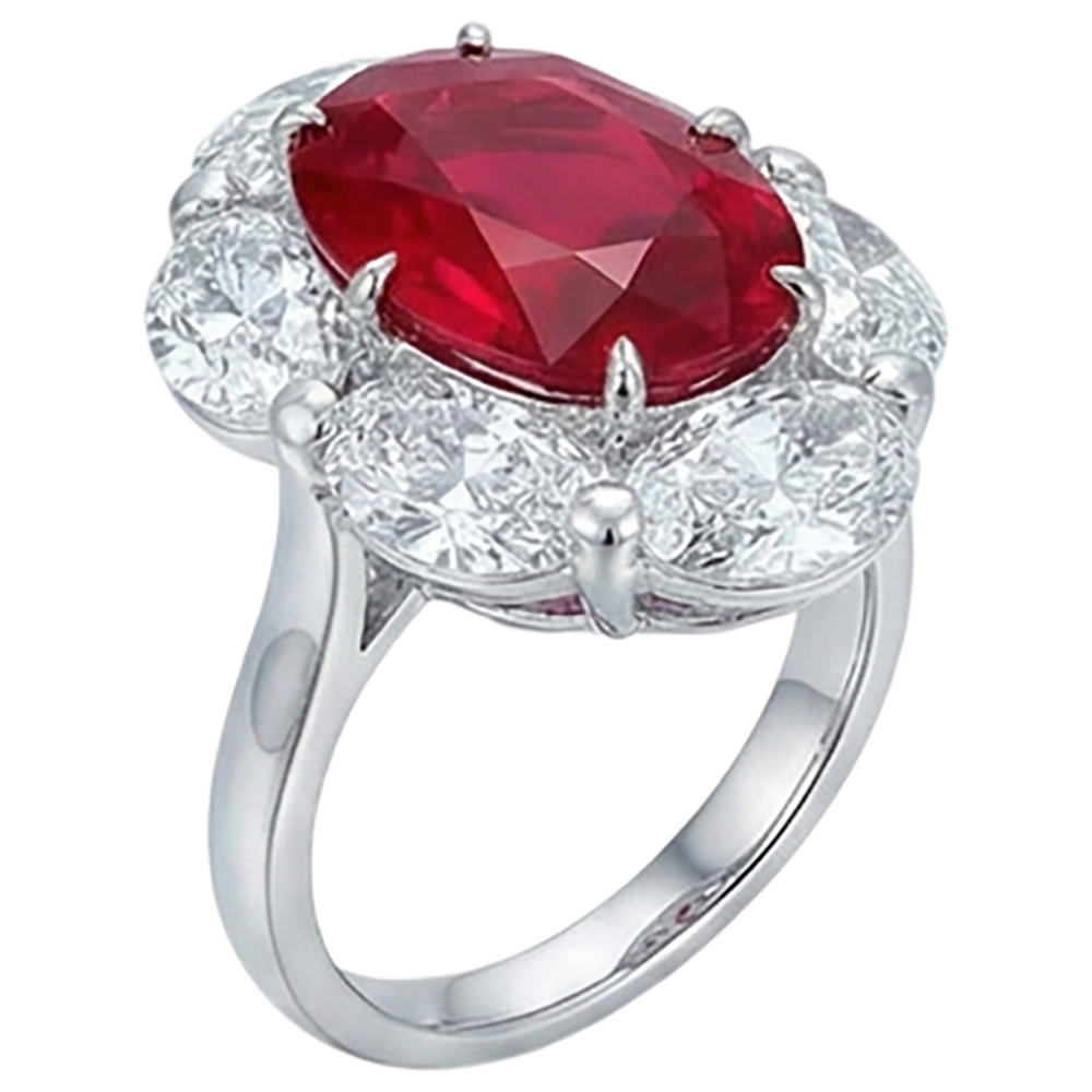 echter oval rubin 5.25Karat ring Draufsicht