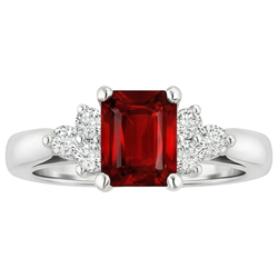 Roter Rubin und Diamanten 3.40 Karat Ring Weißgold 14K