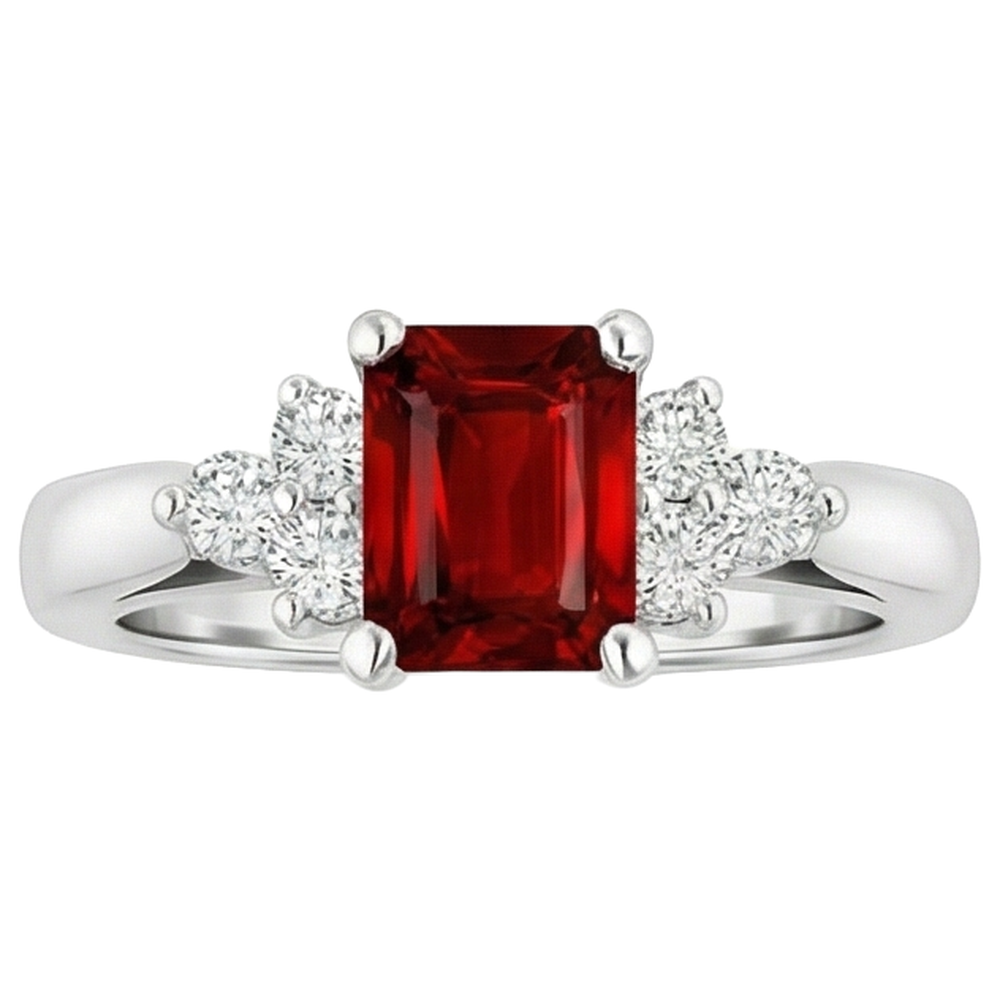 Roter Rubin und Diamanten 3.40 Karat Ring Weißgold 14K