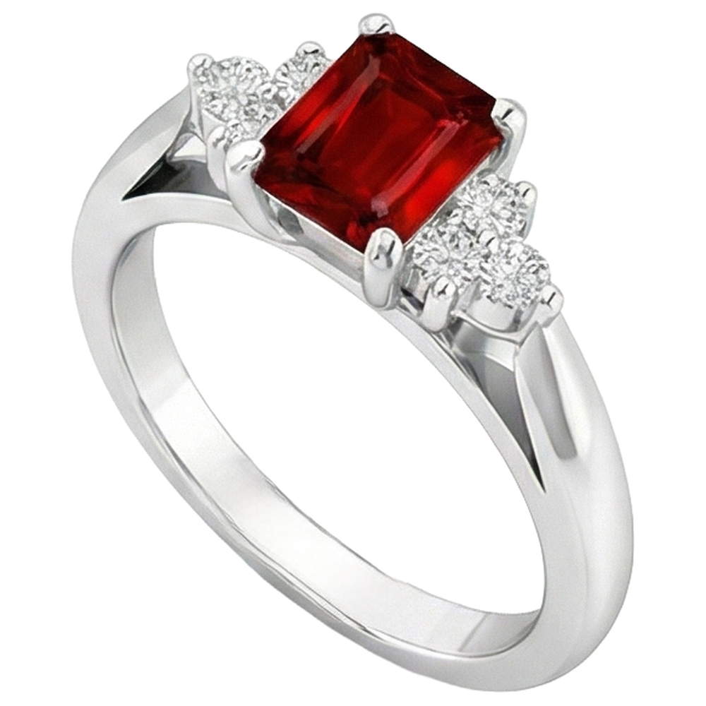Roter Rubin und Diamanten 3.40 Karat Ring Weißgold 14K