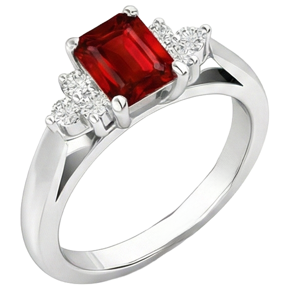 Roter Rubin und Diamanten 3.40 Karat Ring Weißgold 14K
