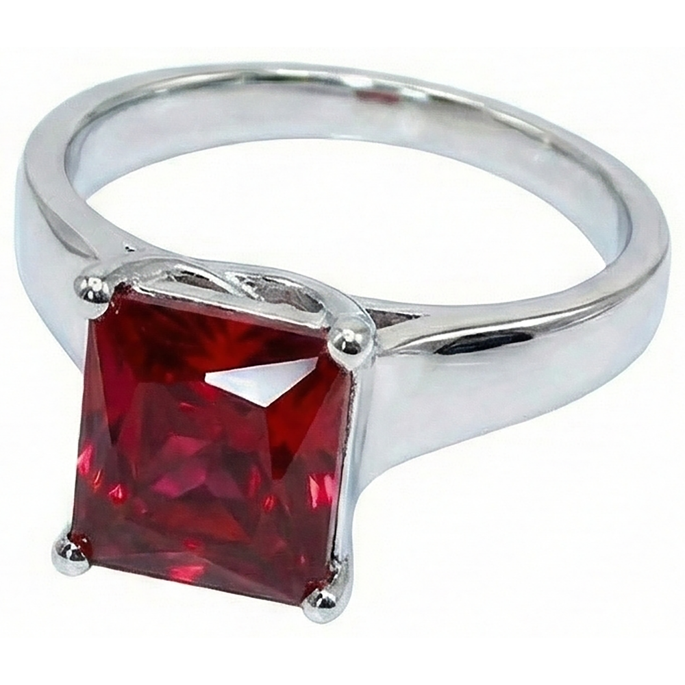 echter princess rubin 2.25Karat ring Vorderansicht