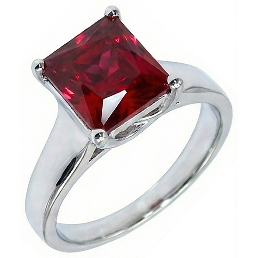 echter princess rubin 2.25Karat ring Seitenansicht