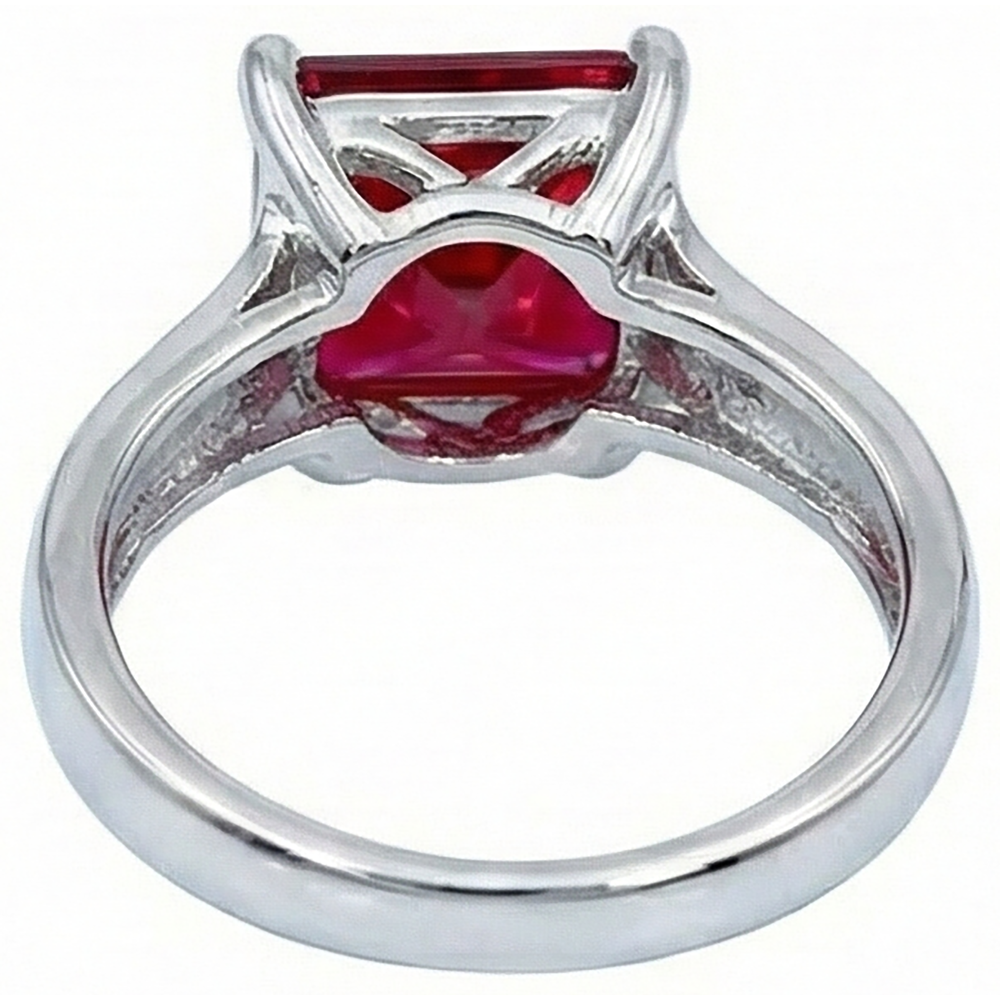 echter princess rubin 2.25Karat ring Profilansicht