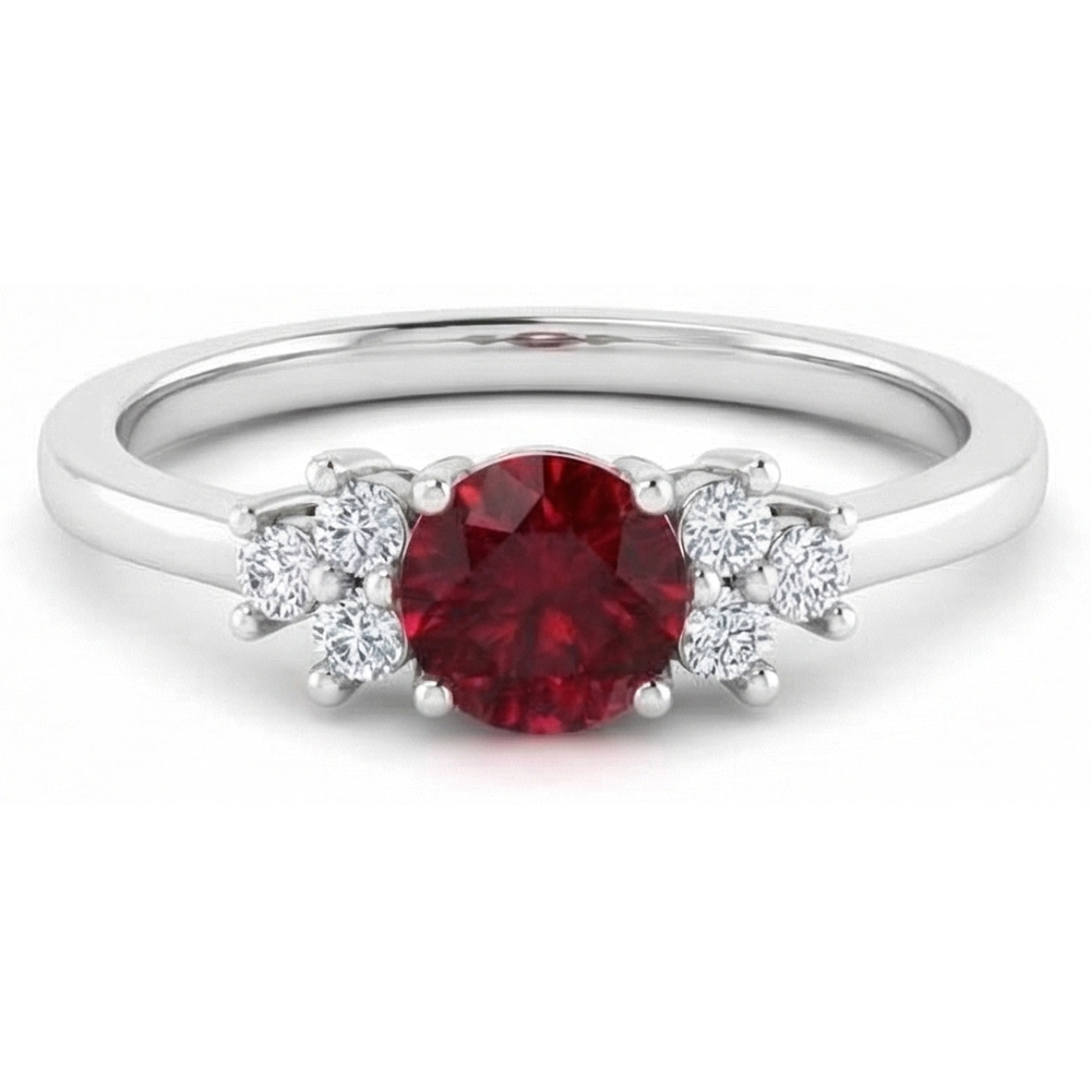 echter round rubin 1.50Karat ring Draufsicht