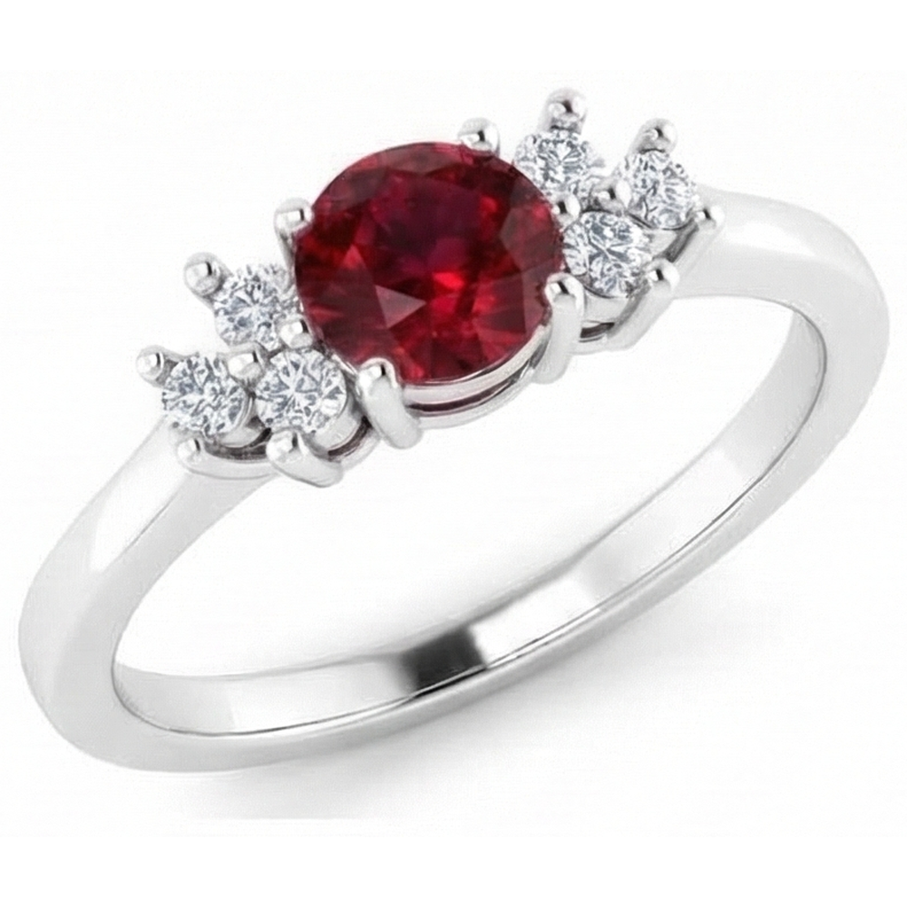 echter round rubin 1.50Karat ring Profilansicht