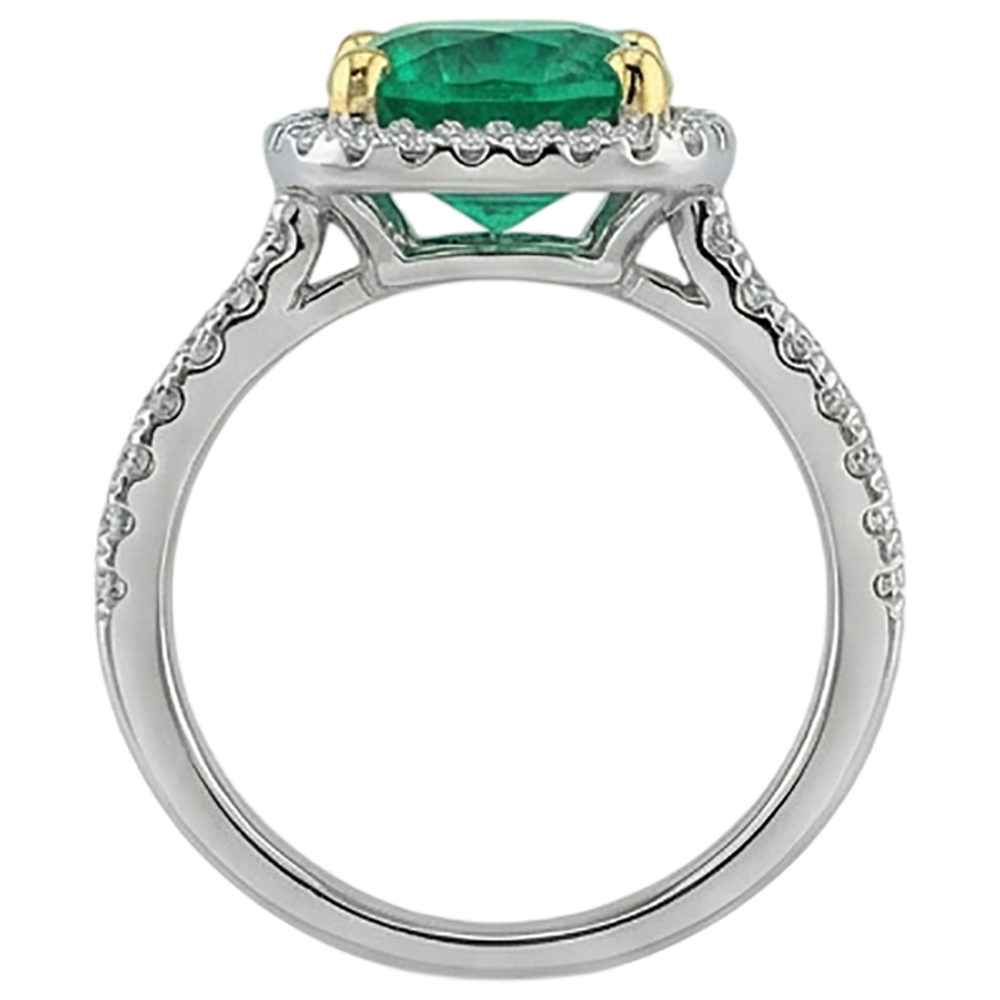 Schmuckstein-Ring Zweifarbiges 14K Gold mit Smaragd – Draufsicht