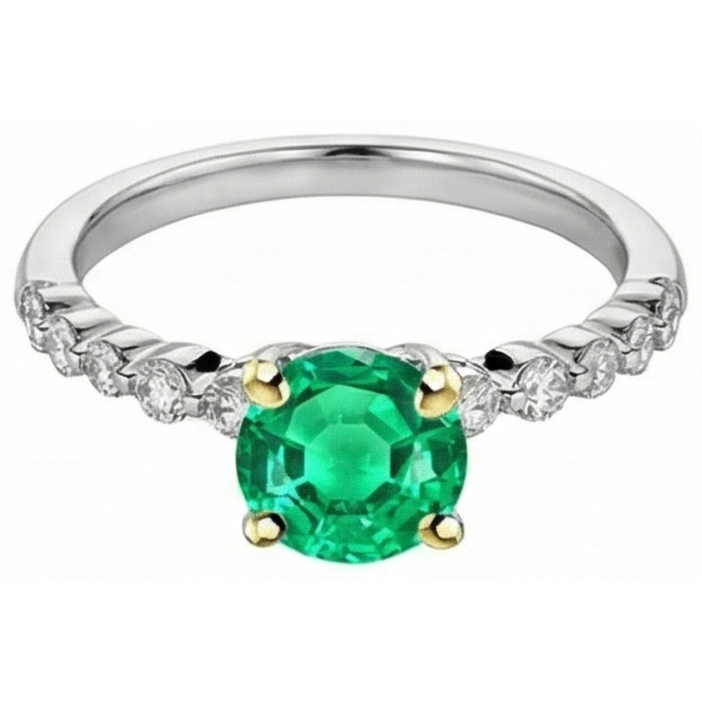 Authentischer Kolumbianischer Smaragd Edelstein-Ring – Schrägansicht