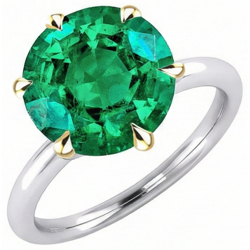 Schimmernder Edler Smaragd Edelstein-Ring 4 Karat – Seitenansicht