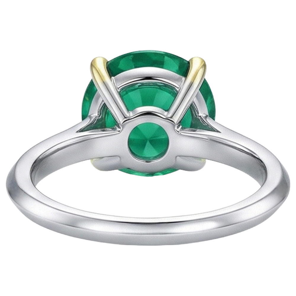 Natürlicher Smaragd Edelstein-Ring 3,50 Karat Bicolor 14K Gold – Rückansicht