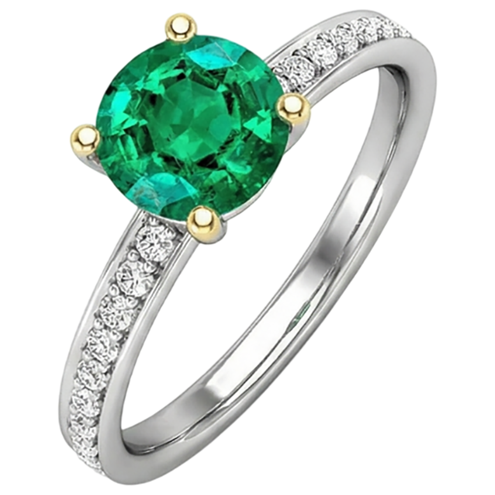 Erdgewonnener Smaragd Edelstein-Ring – Frontansicht